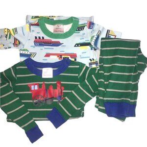 Hanna Andersson 3 piece long john set train boats